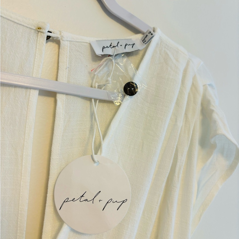 Petal & Pup White Midi Dress with Waist Tie - Picture 8 of 9